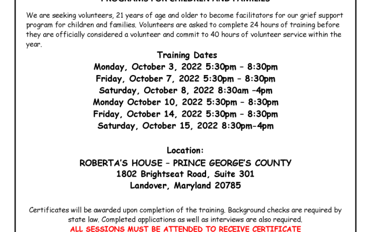 Free Volunteer Training for Grief Support  